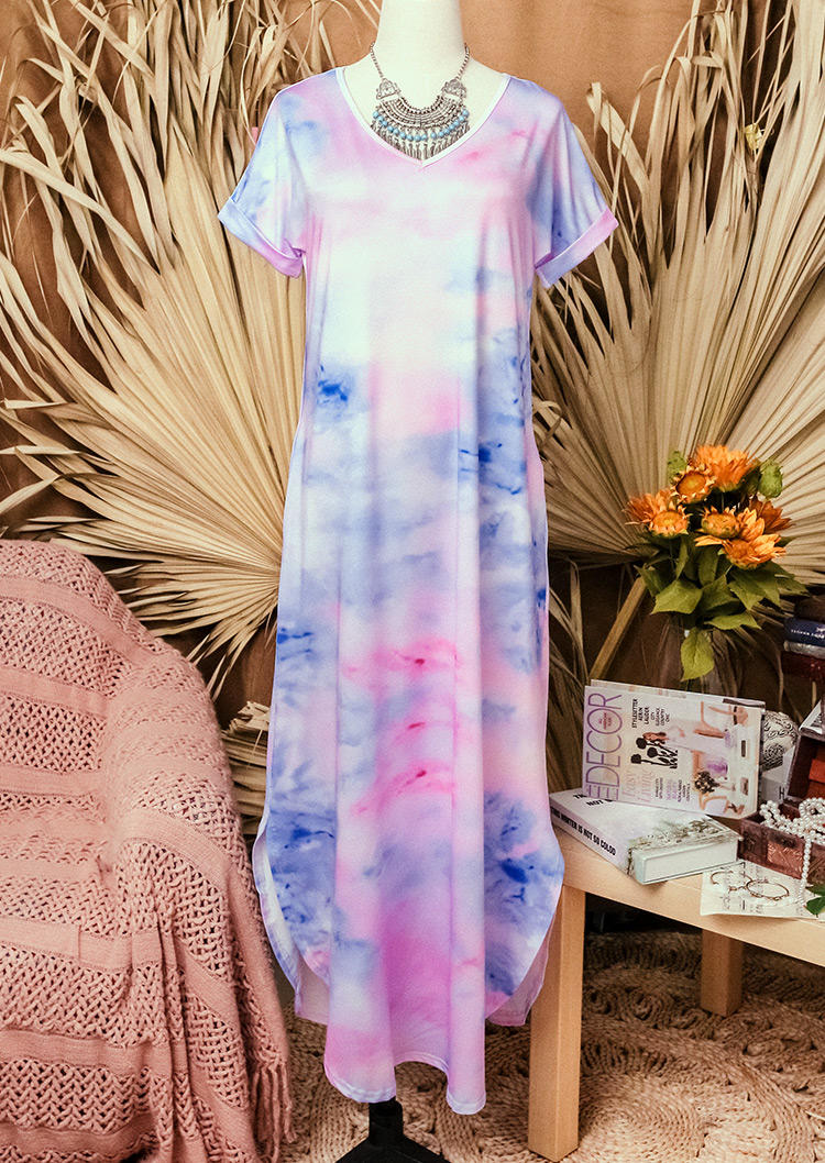 

Midi Dresses Tie Dye Asymmetric Pocket Midi Dress in Multicolor. Size: ,M