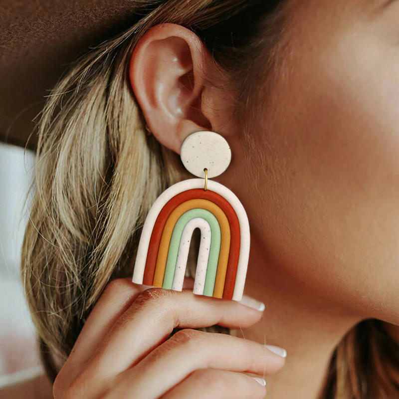 

Earrings Creative Rainbow Pendant Earrings in Multicolor. Size