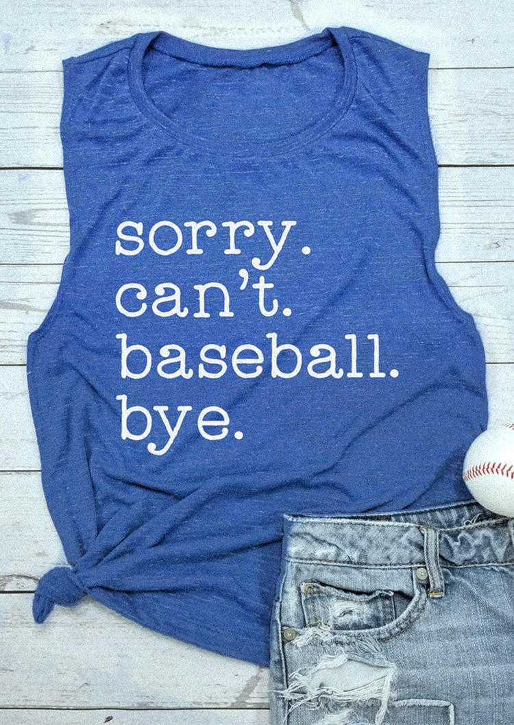 

Tank Tops Sorry Can't Baseball Bye Casual Tank Top in Blue. Size