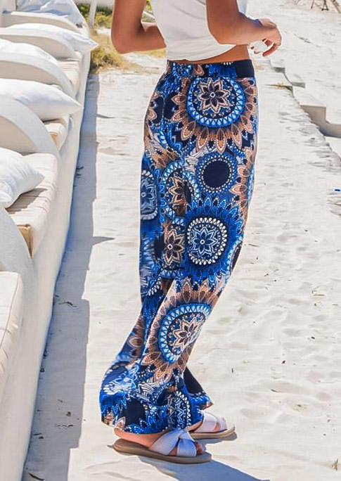 

Pants Bohemian Mandala High Waist Wide Leg Pants in Blue. Size