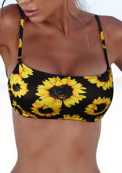 

Crop Tops Sunflower Adjustable Strap Crop Top in Black. Size