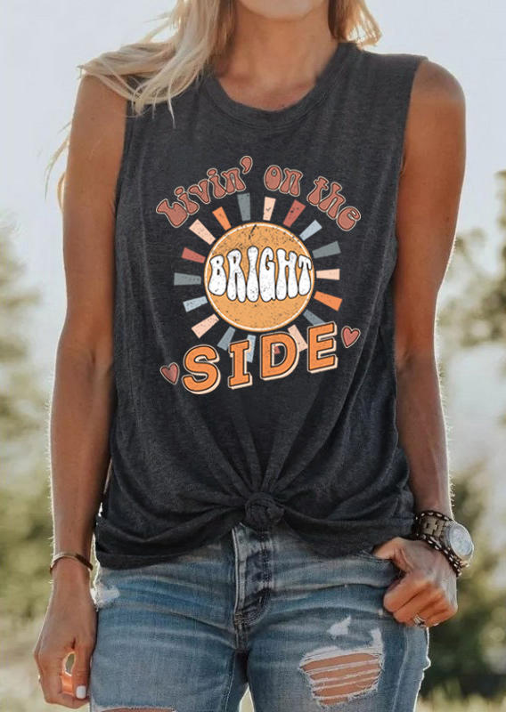 

Tank Tops Livin' On The Bright Side Sun Heart Tank Top in Dark Grey. Size