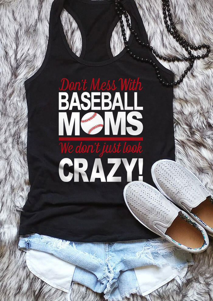 

Don't Mess With Baseball Moms Graphic Racerback Tank - Black, 499648