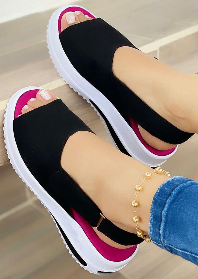 

Sandals Comfortable Peep Toe Platform Sandals in Black. Size