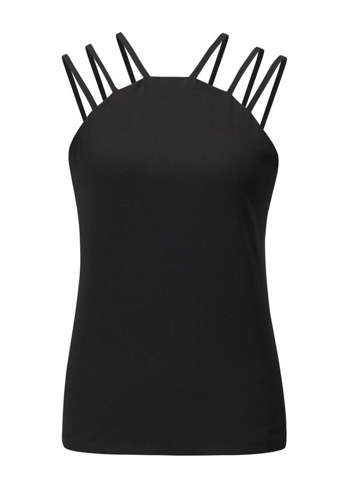 

Tank Tops Criss-Cross Sleeveless Camisole in Black. Size