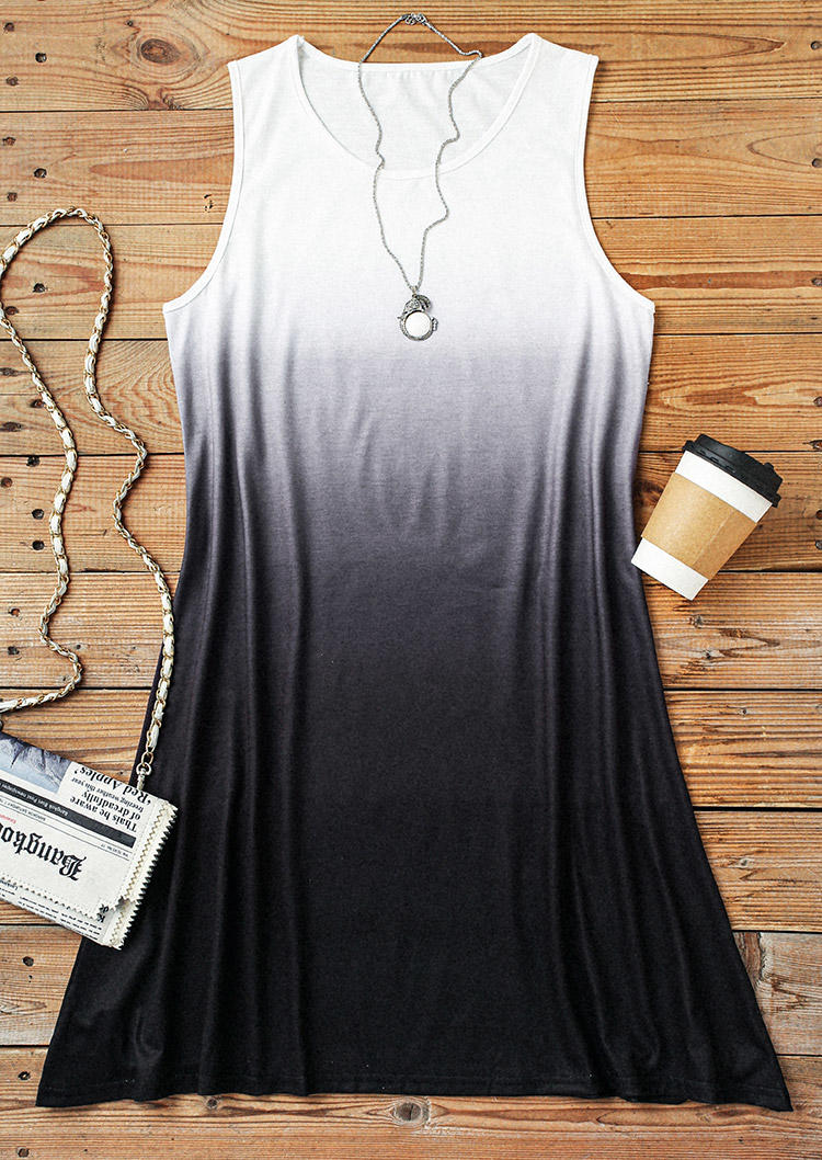 

Mini Dresses Gradient Sleeveless O-Neck Mini Dress in Black. Size: ,L