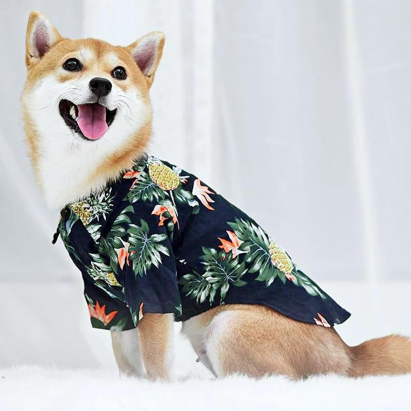 

Floral Palm Leaf Pineapple Pet Dog Shirt, Navy blue, 500182