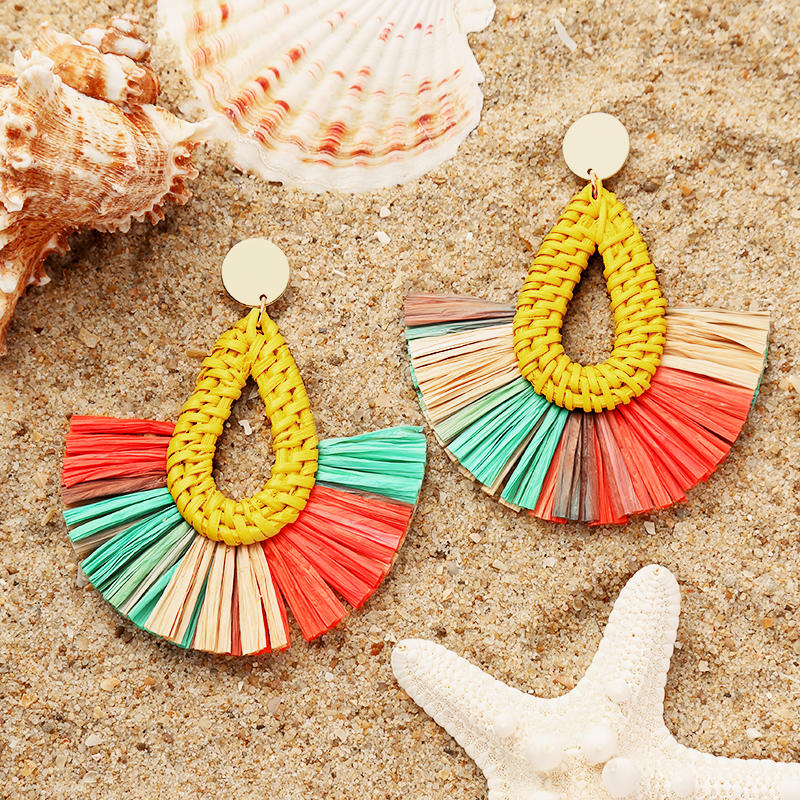 

Earrings Bohemian Colorful Tassel Braided Long Stud Earrings in Multicolor. Size