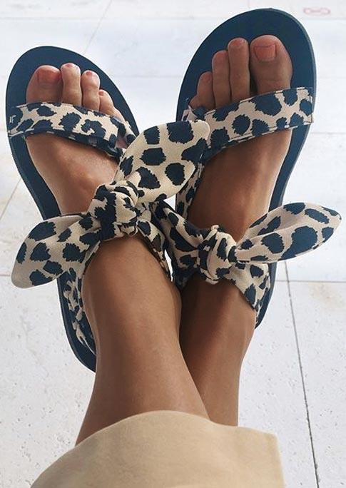 

Sandals Leopard Bow Hollow Out Casual Sandals in Leopard. Size: ,38,39,40,41