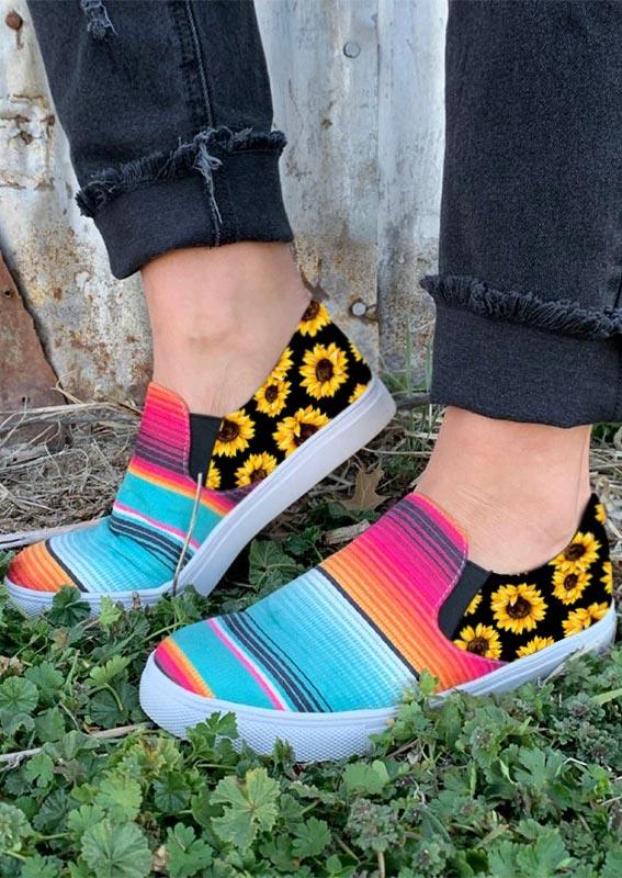 

Sneakers Western Serape Striped Sunflower Slip On Sneakers in Multicolor. Size: ,38,39,40,41