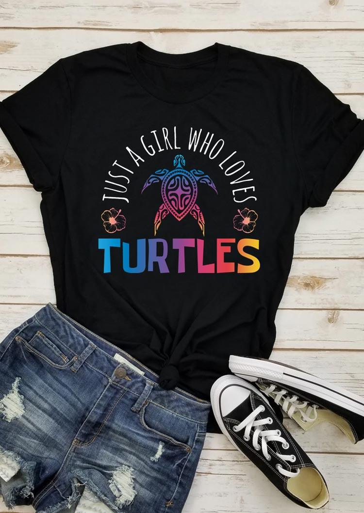 

T-shirts Tees Just A Girl Who Loves Turtles Lucky Shamrock T-Shirt Tee in Black. Size: ,M,L