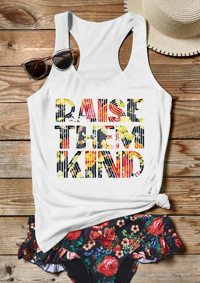 

Tank Tops Floral Raise Them Kind Racerback Tank Top in White. Size: ,M,L,XL