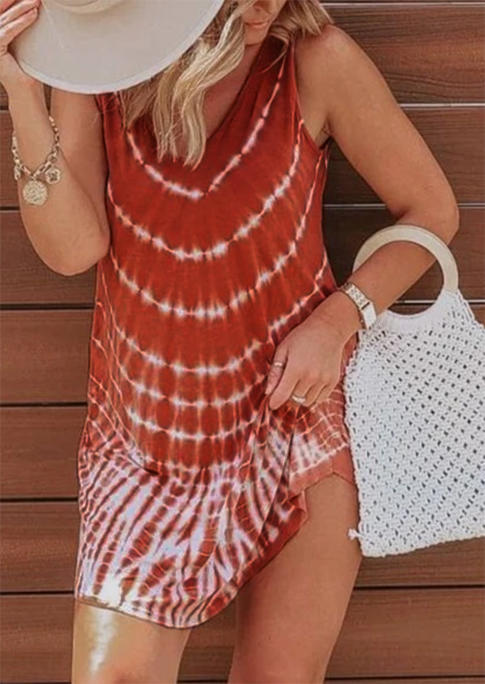 

Mini Dresses Tie Dye Sleeveless Mini Dress in Cameo Brown. Size