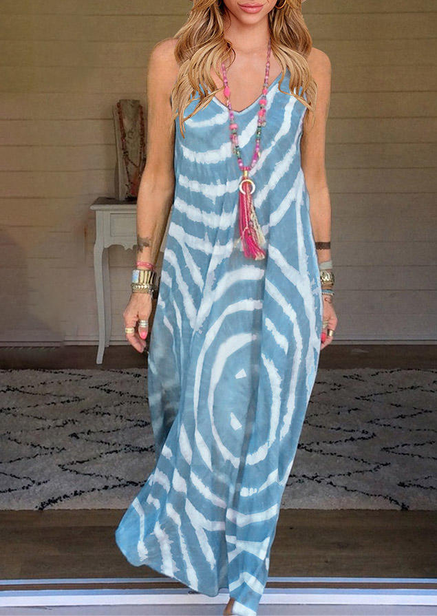 

Maxi Dresses Tie Dye Spaghetti Strap V-Neck Maxi Dress in Gray. Size