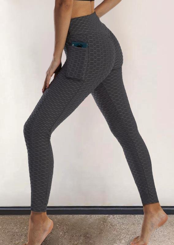 

Activewear Jacquard Bubble Pocket Yoga Sports Activewear Leggings in Gray. Size