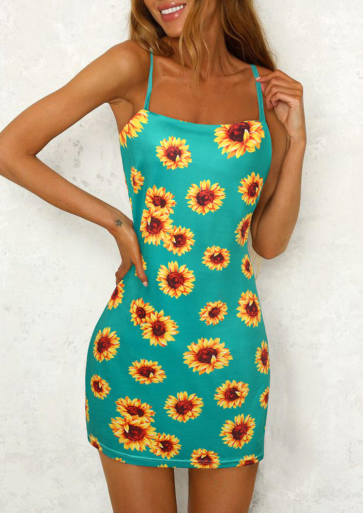 

Bodycon Dresses Sunflower Adjustable Strap Bodycon Dress in Cyan. Size: ,L,XL