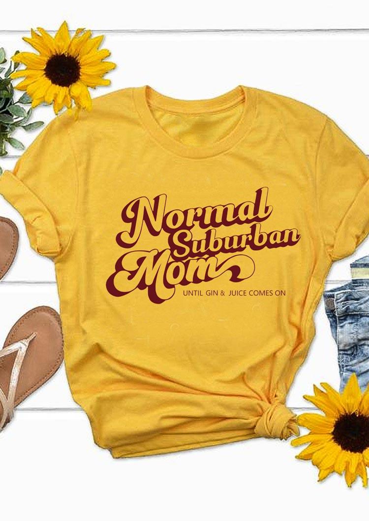 T-shirts Tees Normal Suburban Mom O-Neck T-Shirt Tee in Yellow. Size: S,M,L