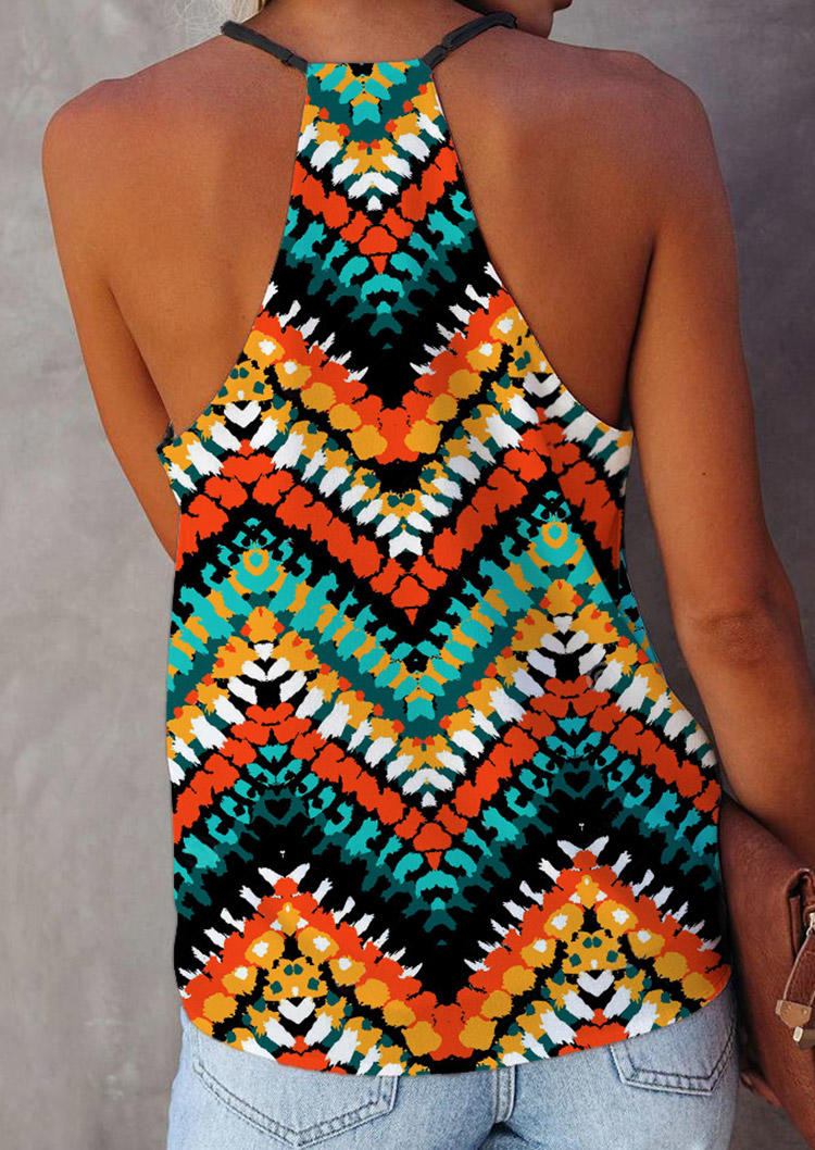 

Tank Tops Ethnic Style Zigzag V-Neck Camisole in Multicolor. Size: ,XL