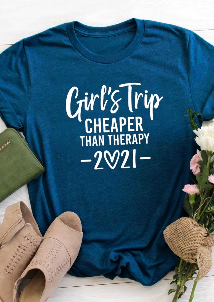 

T-shirts Tees Girl' Trip Cheaper Than Therapy 2021 T-Shirt Tee in Deep Blue. Size: ,L