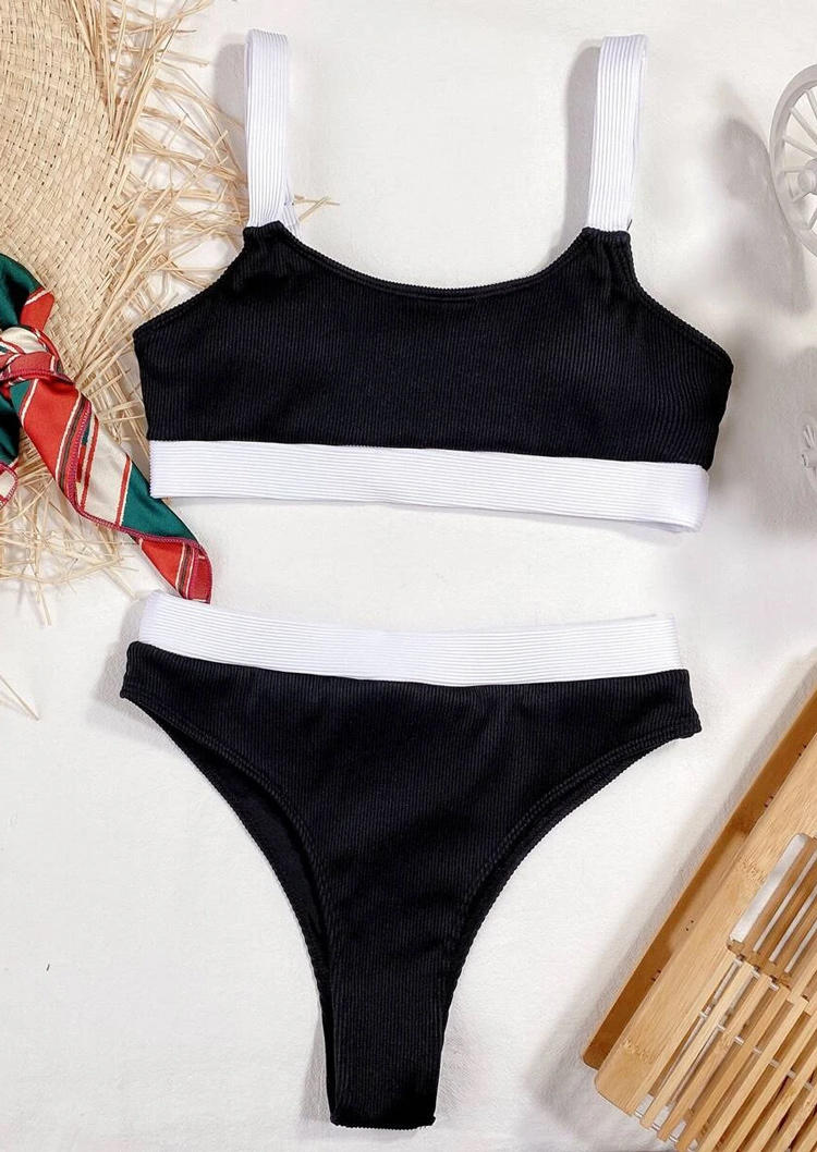 

Bikini Sets Color Block High Waist Bikini Set in Black. Size