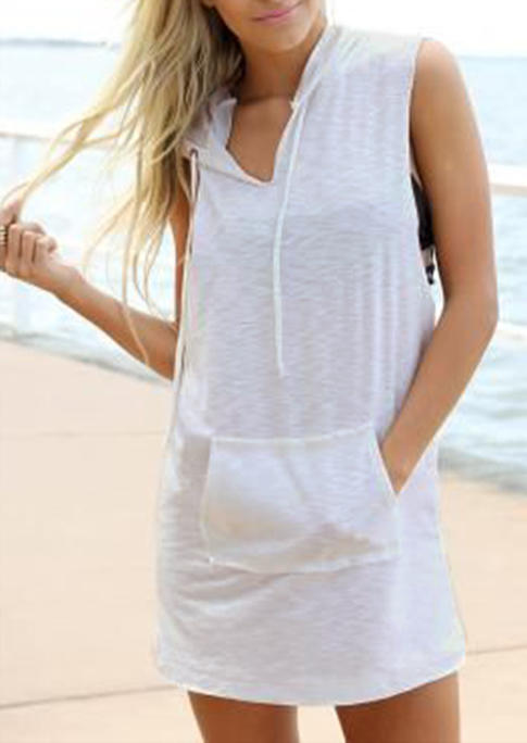 

Mini Dresses Kangaroo Pocket Drawstring Hooded Mini Dress in Light Grey. Size: ,XL