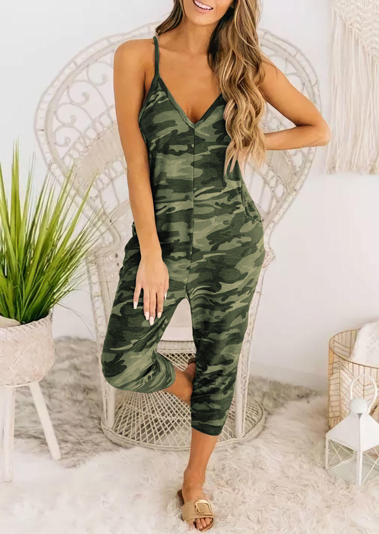 

Jumpsuits & Rompers Camouflage Spaghetti Strap Pocket Jumpsuit in Camouflage. Size