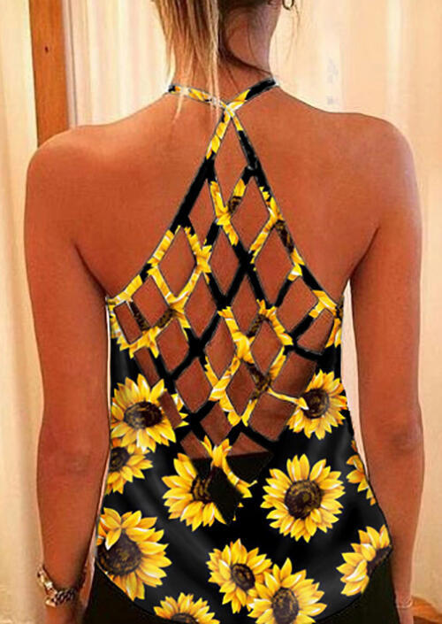 

Tank Tops Sunflower Criss-Cross Open Back Camisole in Blue. Size