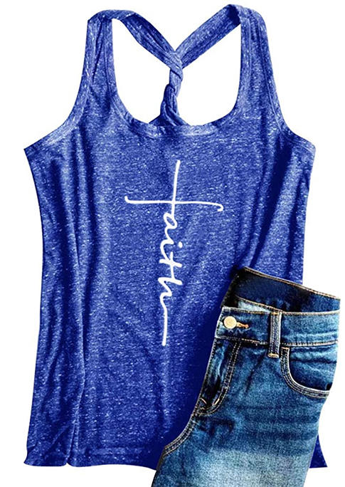 

Tank Tops Faith Racerback Twist Tank Top in Blue. Size