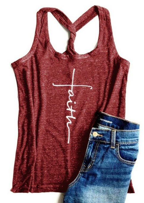 

Tank Tops Faith Racerback Twist Tank Top in Burgundy. Size