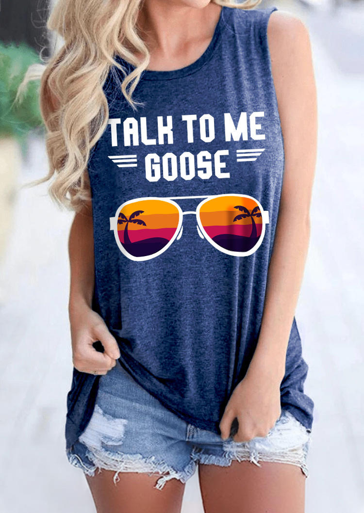 

Tank Tops Talk To Me Goose Glasses Tank Top in Royal Blue. Size: ,XL