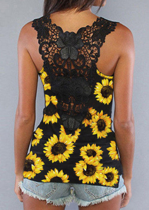 

Tank Tops Sunflower Lace Splicing Racerback Tank Top in Burgundy. Size: ,XL