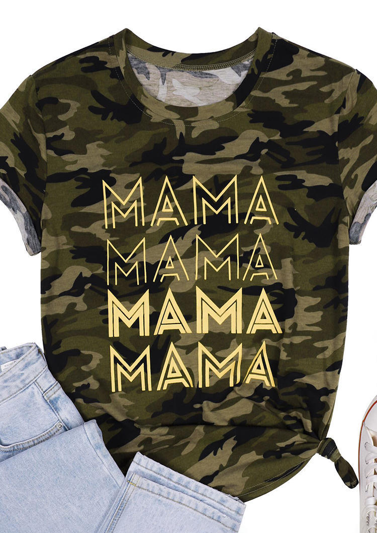 

T-shirts Tees Camouflage Mama O-Neck T-Shirt Tee in Camouflage. Size: ,M