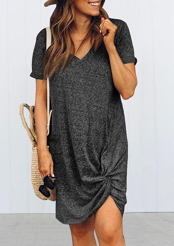 

Mini Dresses Twist V-Neck Mini Dress without Necklace in Gray. Size