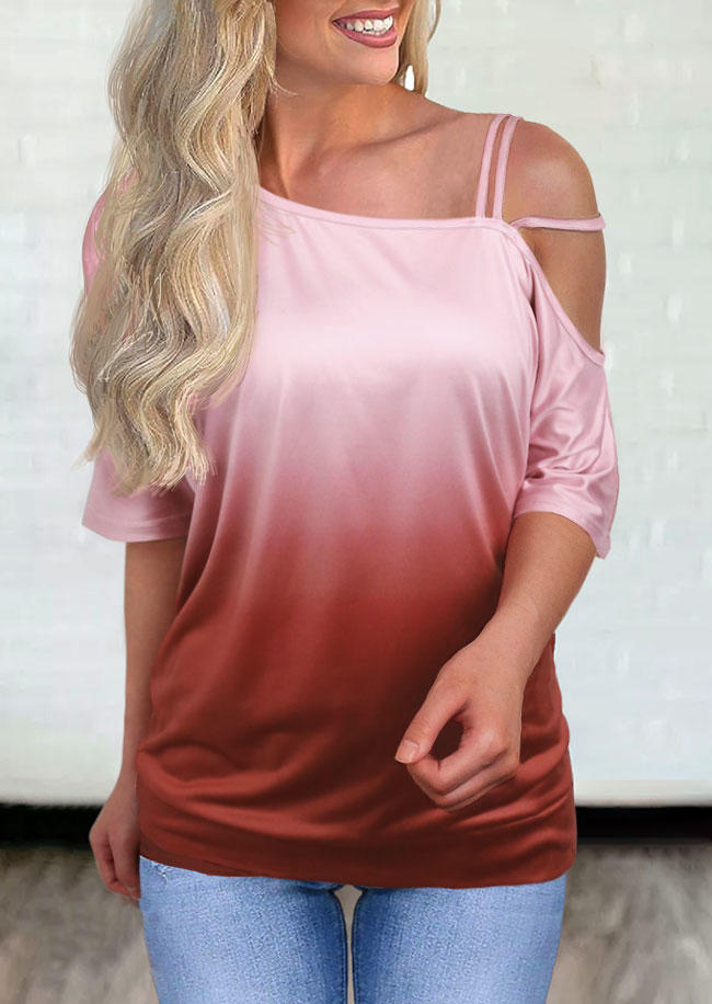 

Blouses Gradient Slash Neck Casual Blouse in Multicolor. Size