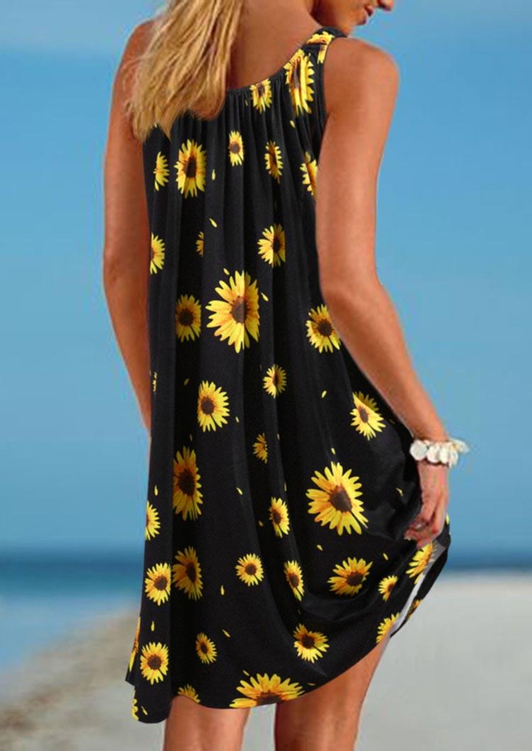 

Mini Dresses Sunflower Ruffled Sleeveless Mini Dress in Black. Size: ,M,XL