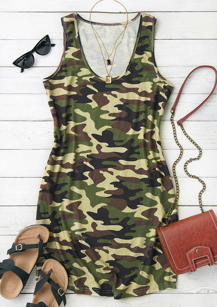 

Mini Dresses Camouflage Sleeveless Mini Dress in Camouflage. Size