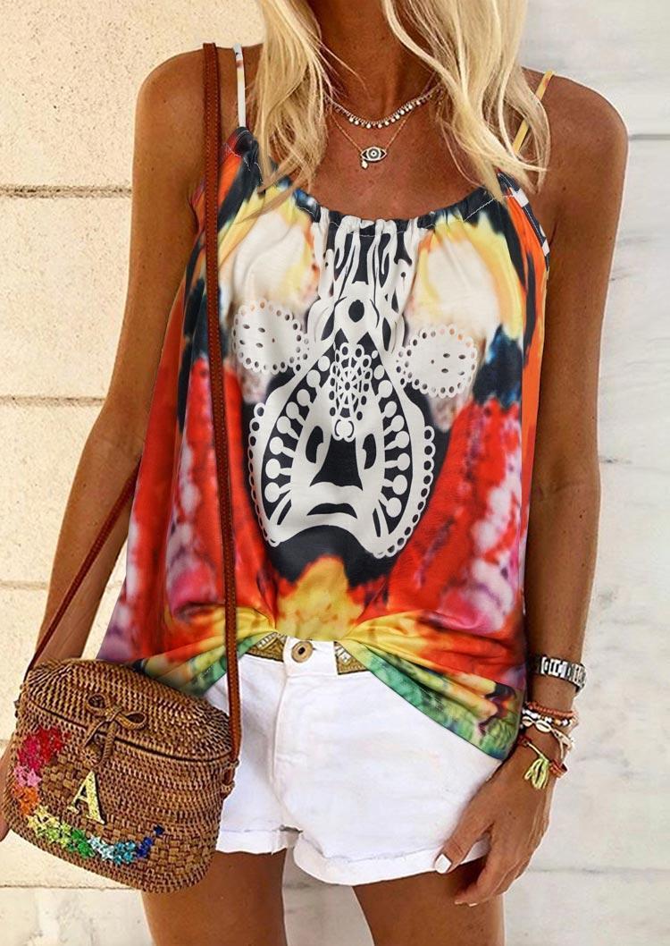 

Tank Tops Vintage Tie Dye Sleeveless Camisole in Multicolor. Size