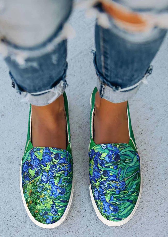 

Sneakers Floral Leaf Slip On Flat Sneakers in Green. Size: ,39,40