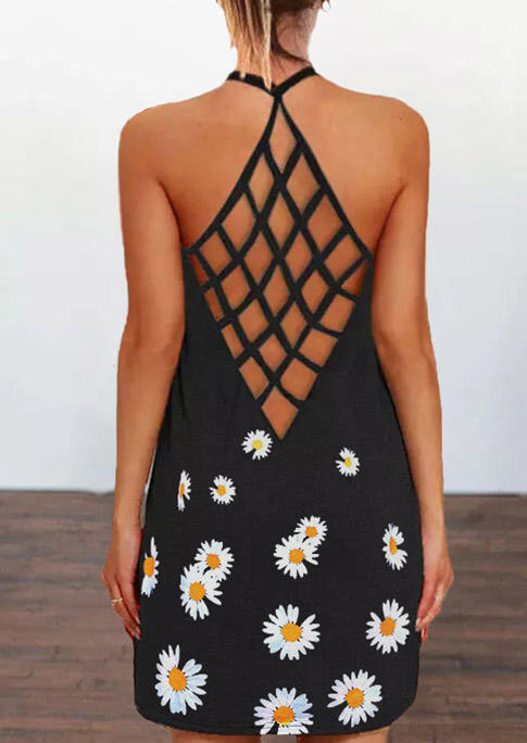 

Mini Dresses Daisy Criss-Cross Open Back Halter Mini Dress in Black. Size: ,M,L,XL