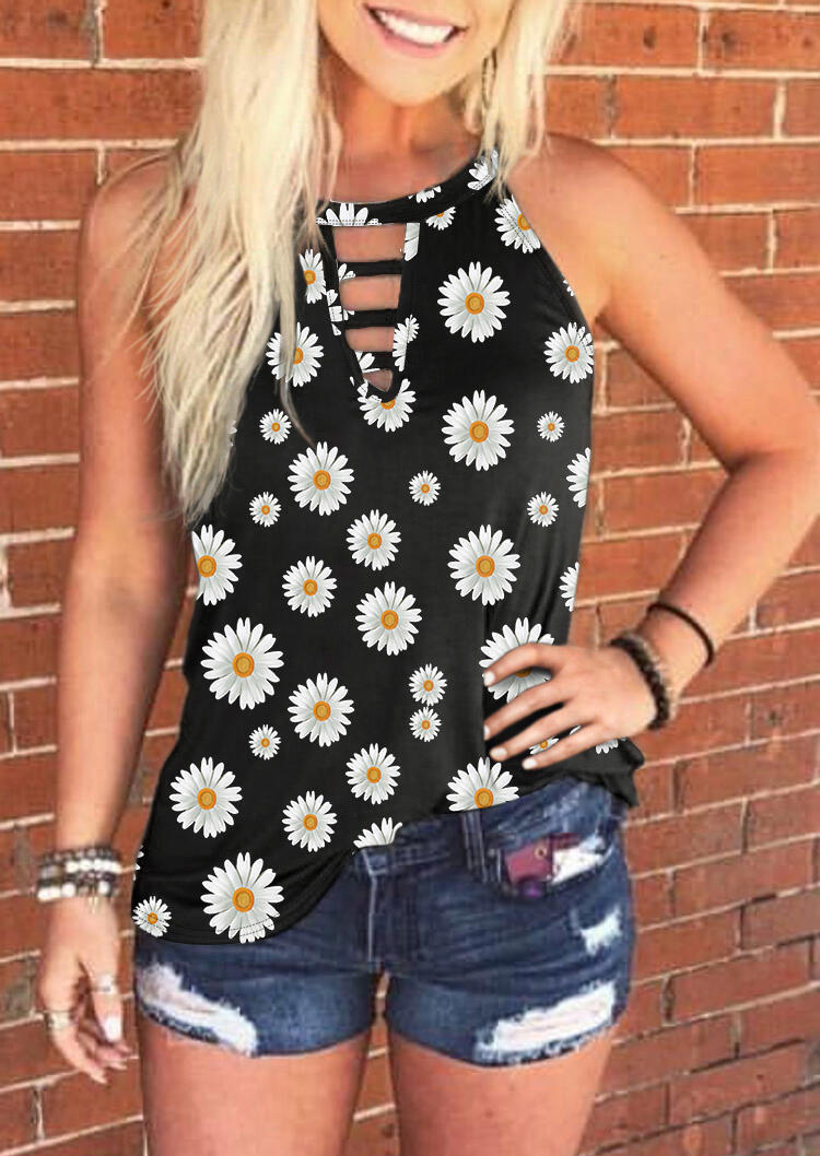 

Tank Tops Leopard Sunflower Keyhole Neck Tank Top in Leopard. Size