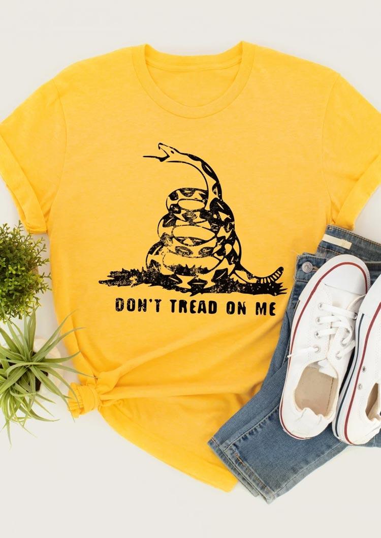 

T-shirts Tees Don't Tread On Me Snake O-Neck T-Shirt Tee in Yellow. Size: ,L,XL