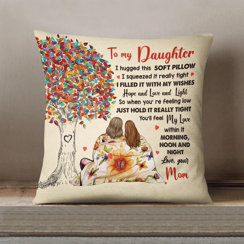 

Pillowcase Mom To Daughter Colorful Tree Pillowcase without Pillow in Beige. Size