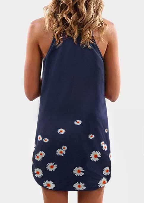 

Mini Dresses Daisy Halter Sleeveless Mini Dress in Navy Blue. Size