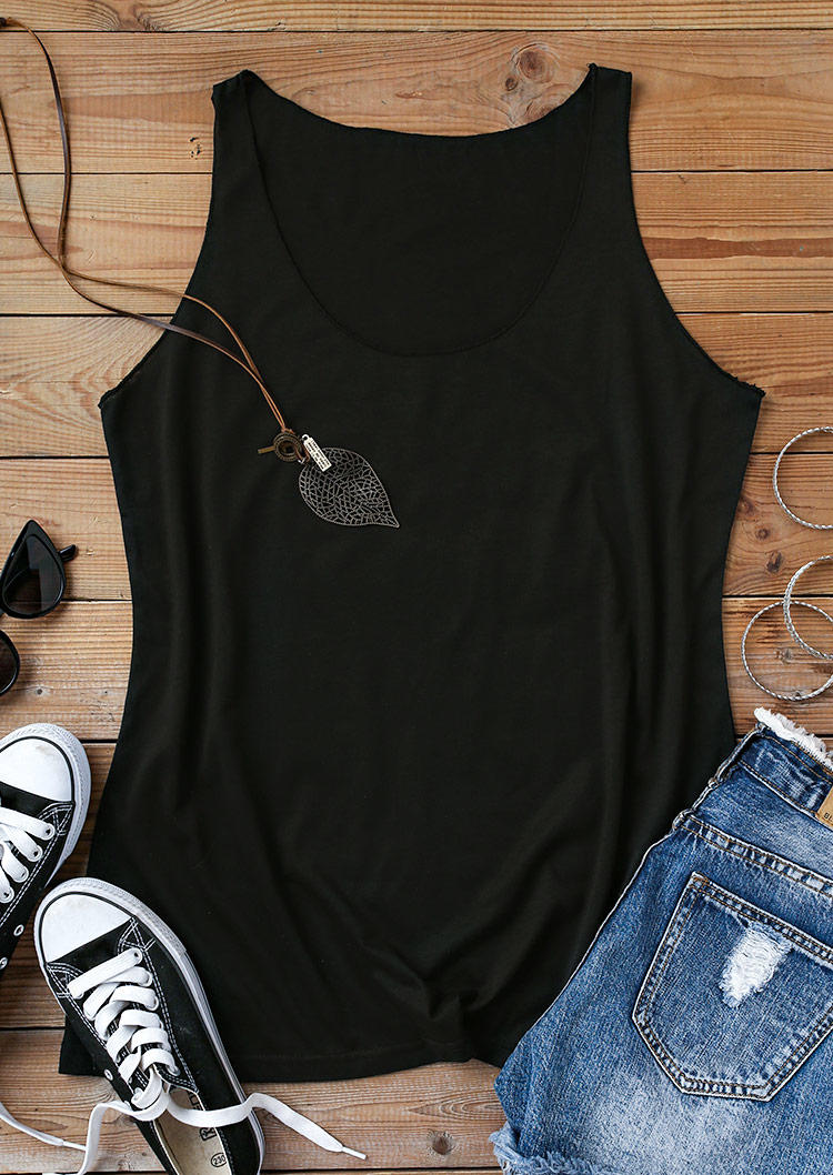 

Tank Tops Sleeveless Low Cut Loose Tank Top in Black. Size