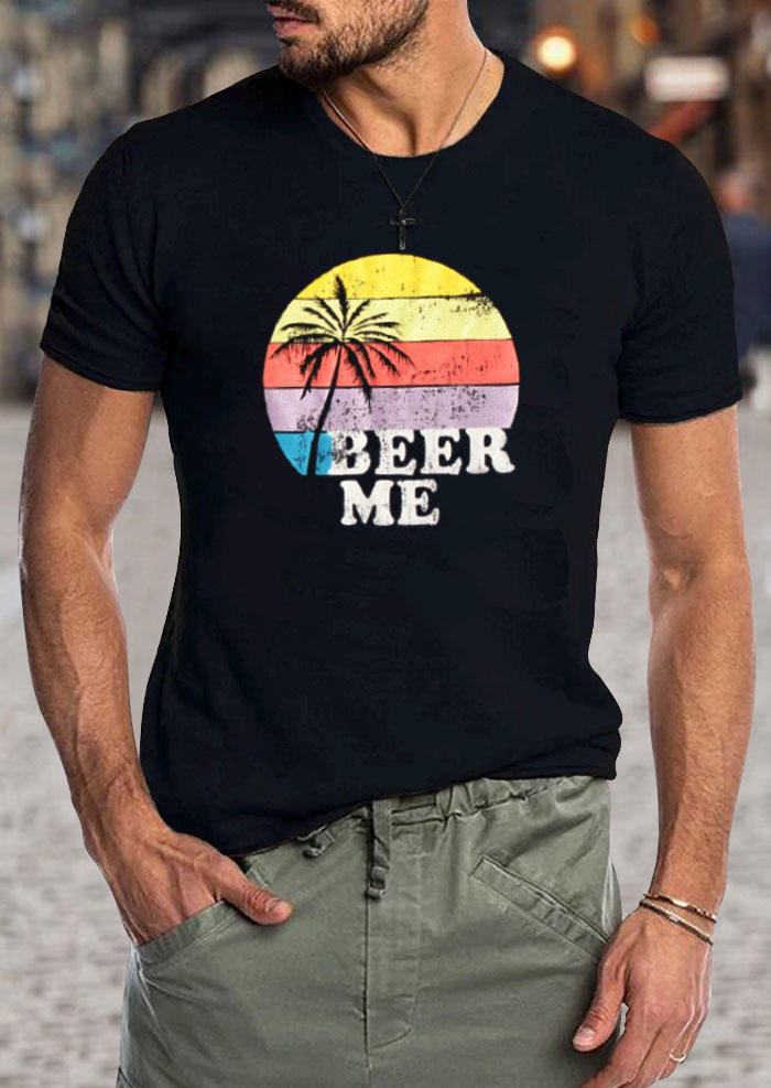 

T-shirts Tees Men Beer Me Coconut Tree T-Shirt Tee in Black. Size: M