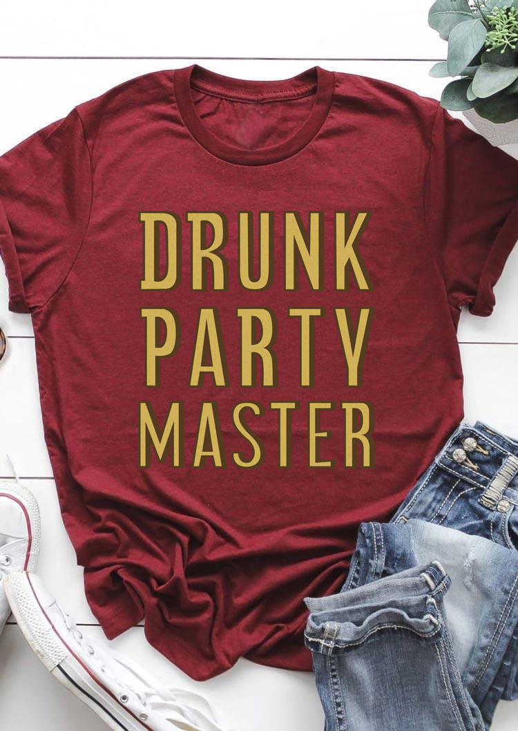 

T-shirts Tees Drunk Master O-Neck T-Shirt Tee in Burgundy. Size: ,M,L,XL