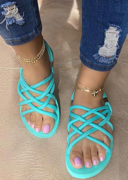 

Sandals Criss-Cross Rope Braided Flat Sandals in Cyan. Size
