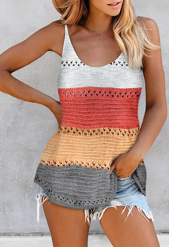 

Tank Tops Color Block Hollow Out Camisole in Multicolor. Size: ,M,L,XL