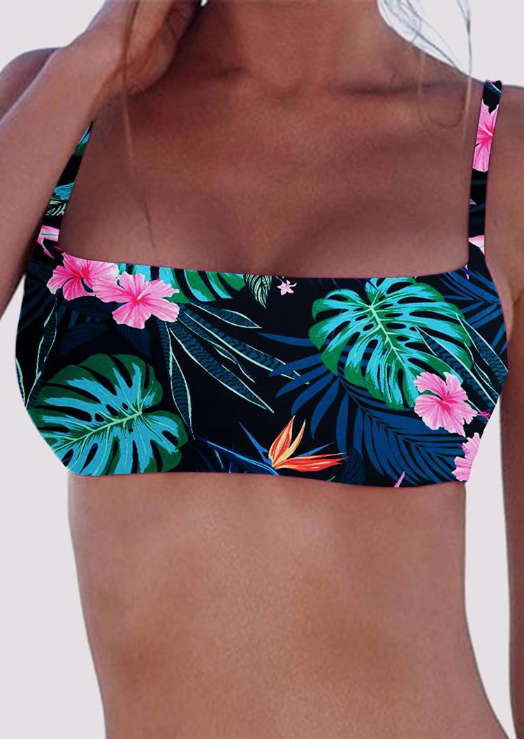 

Crop Tops Palm Leaf Floral Adjustable Strap Crop Top in Multicolor. Size: ,M,L