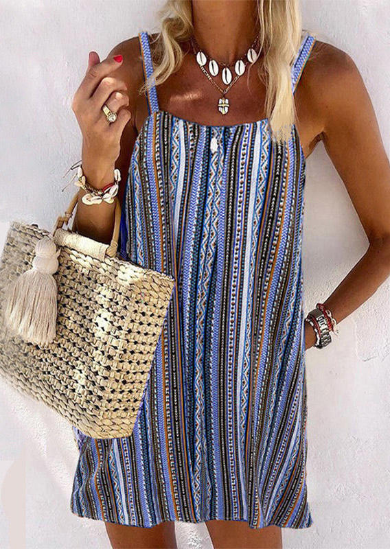 

Mini Dresses Vertical Striped Spaghetti Strap Mini Dress in Multicolor. Size: ,M